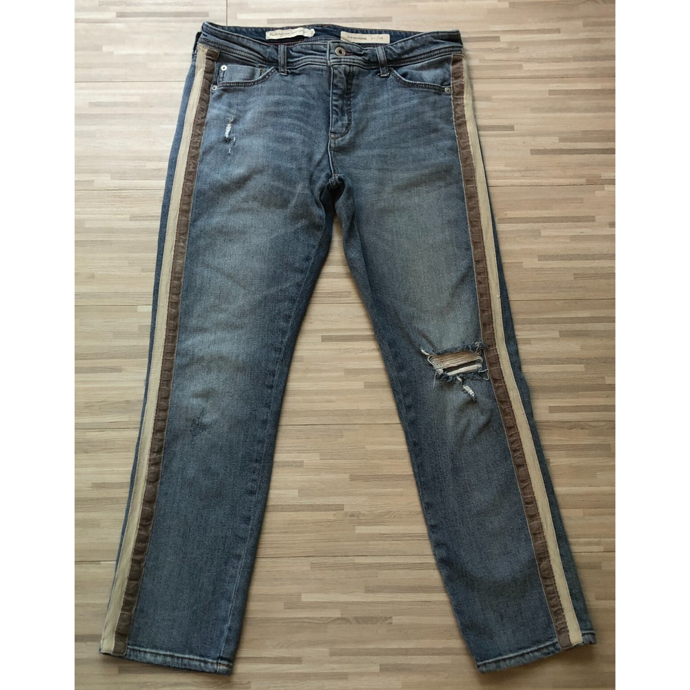 Pilcro Straight Leg Jeans with Multicolor Side Stripes